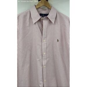 Ralph Lauren Long Sleeve Button Down Shirt Men's XL Pink Logo Preppy